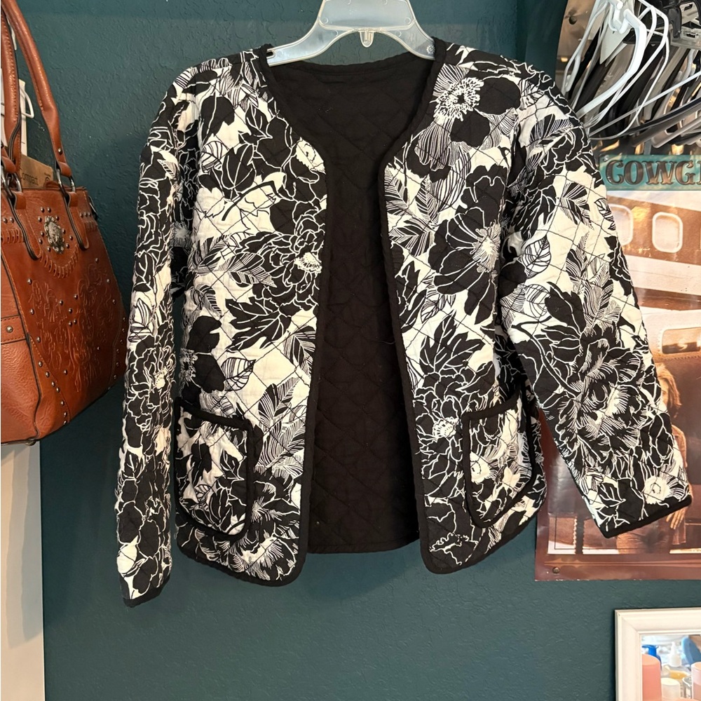 Quilted Floral Black & White Jacket